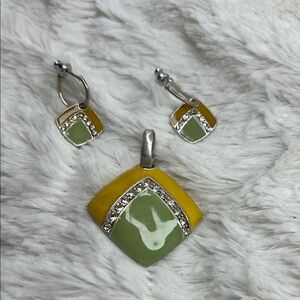 Elegant Green and Yellow Jewelry Set
